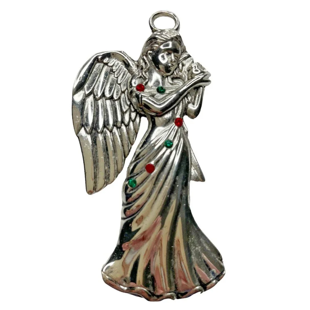 Regent Square Angel Christmas Ornament Silver Plated w/Swarovski Crystals